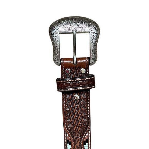 Ariat Genuine Leather & Beaded Western Belt Size 42 (NWT) - Picture 4 of 9